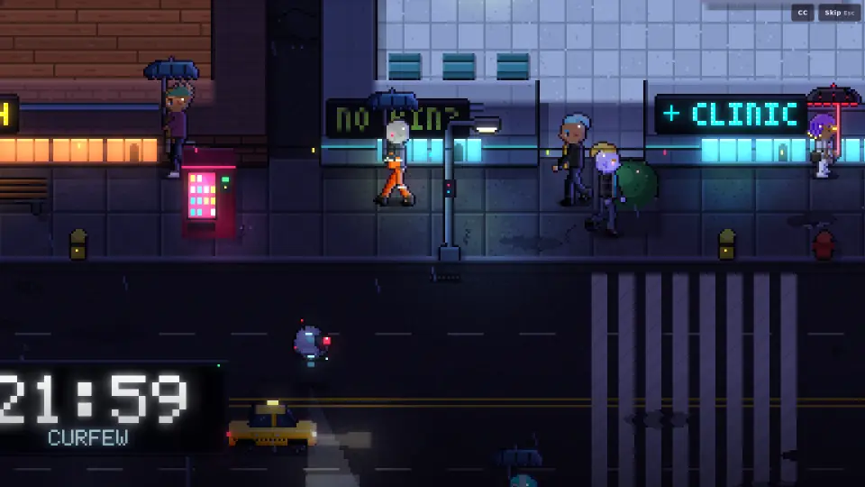The opening film: a street at 21:59, one minute to curfew