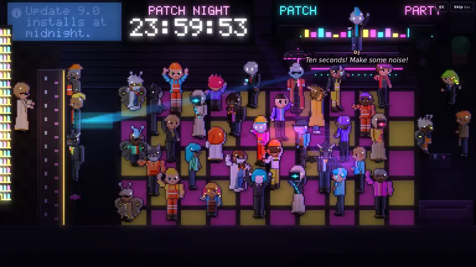 The opening film: Patch Night, a dance floor counting down to the update that changed everything