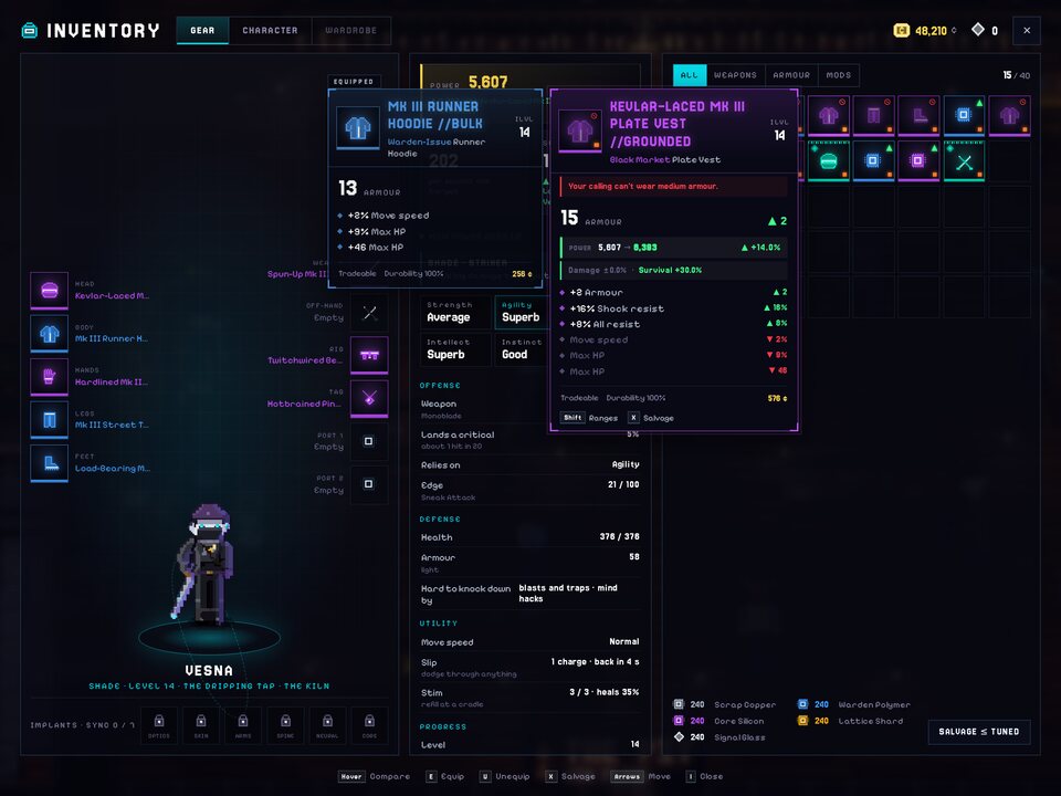 Loot and Power: Loot that tells a story, and Power tells you what's better.