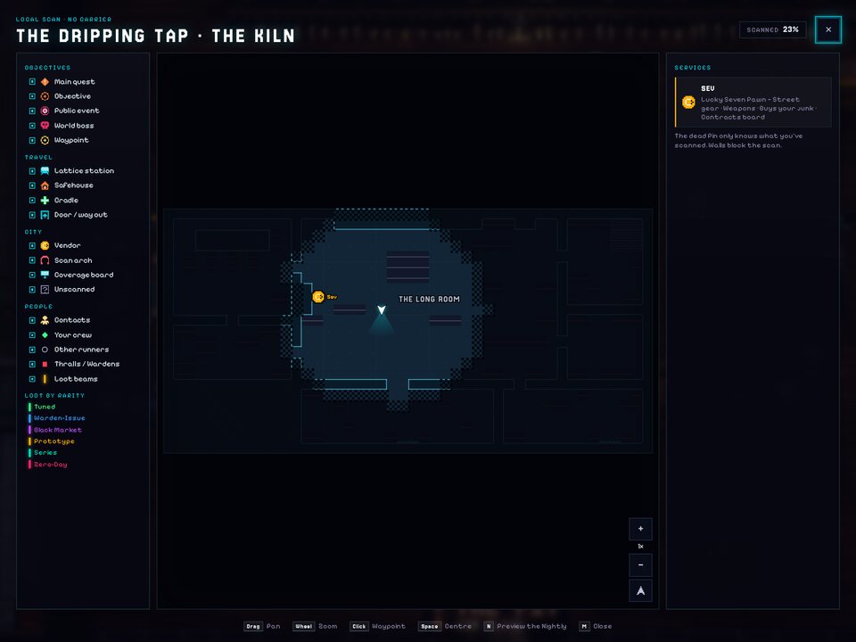 The city map: Every vendor, quest and safehouse on one map.